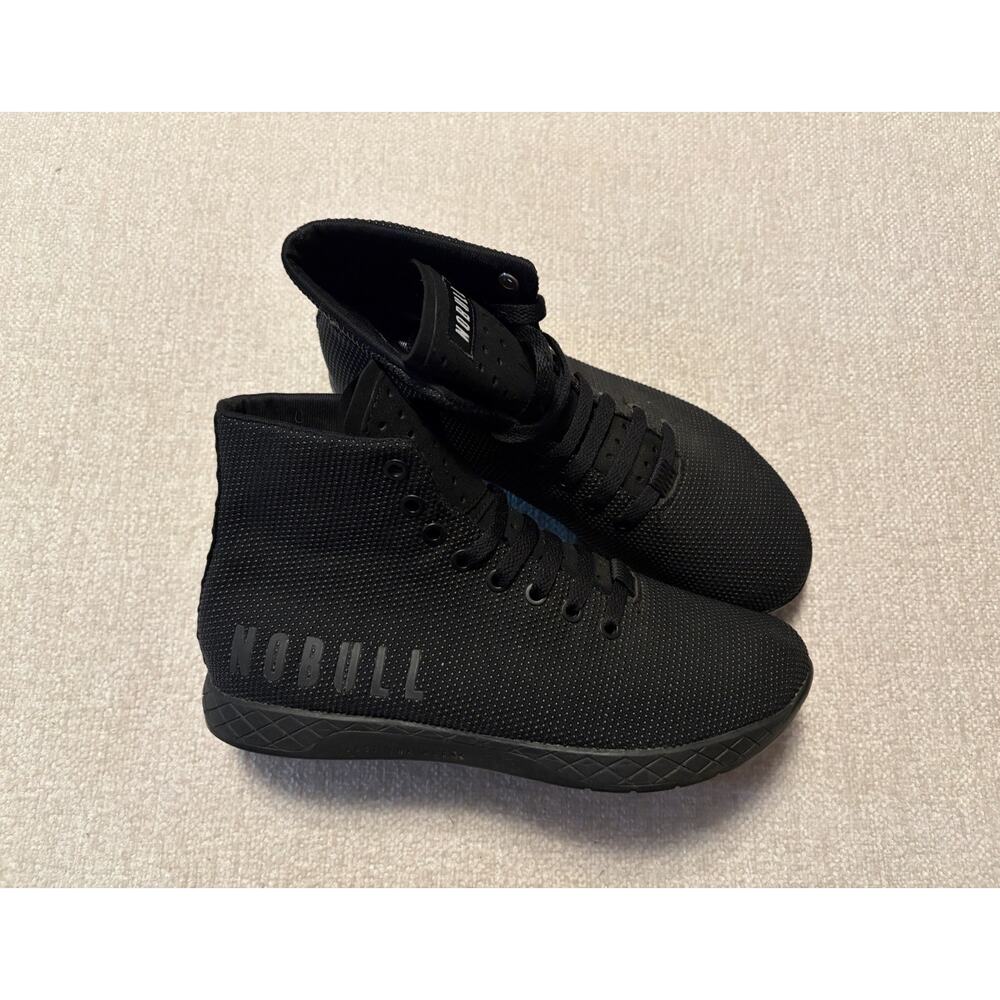 NOBULL High-Top Trainer Black SuperFabric Mens 8 Women’s 9.5 Athletic Gym Shoes